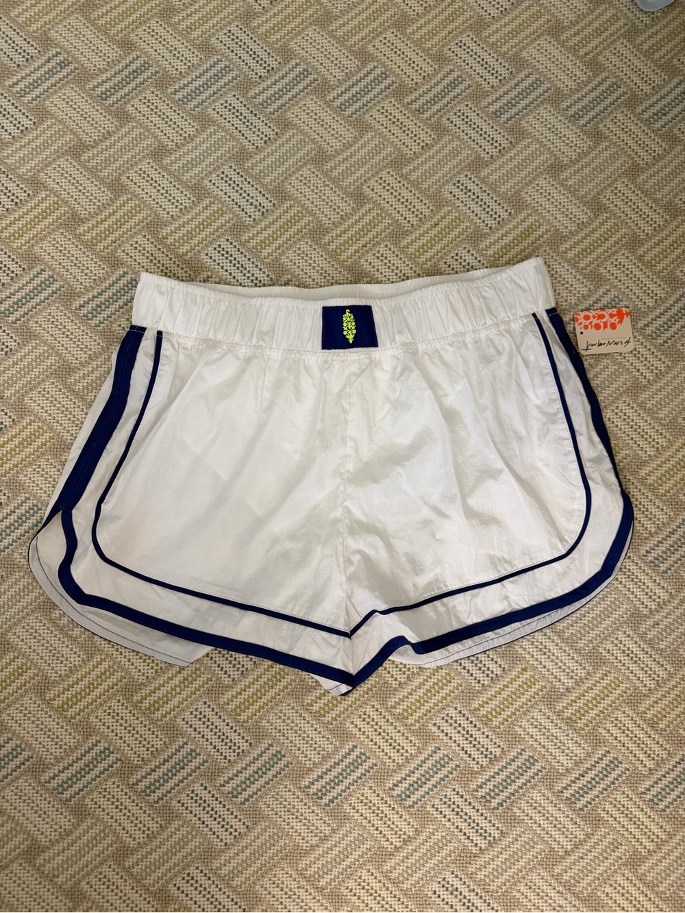 Free People White Shorts with Navy Trim